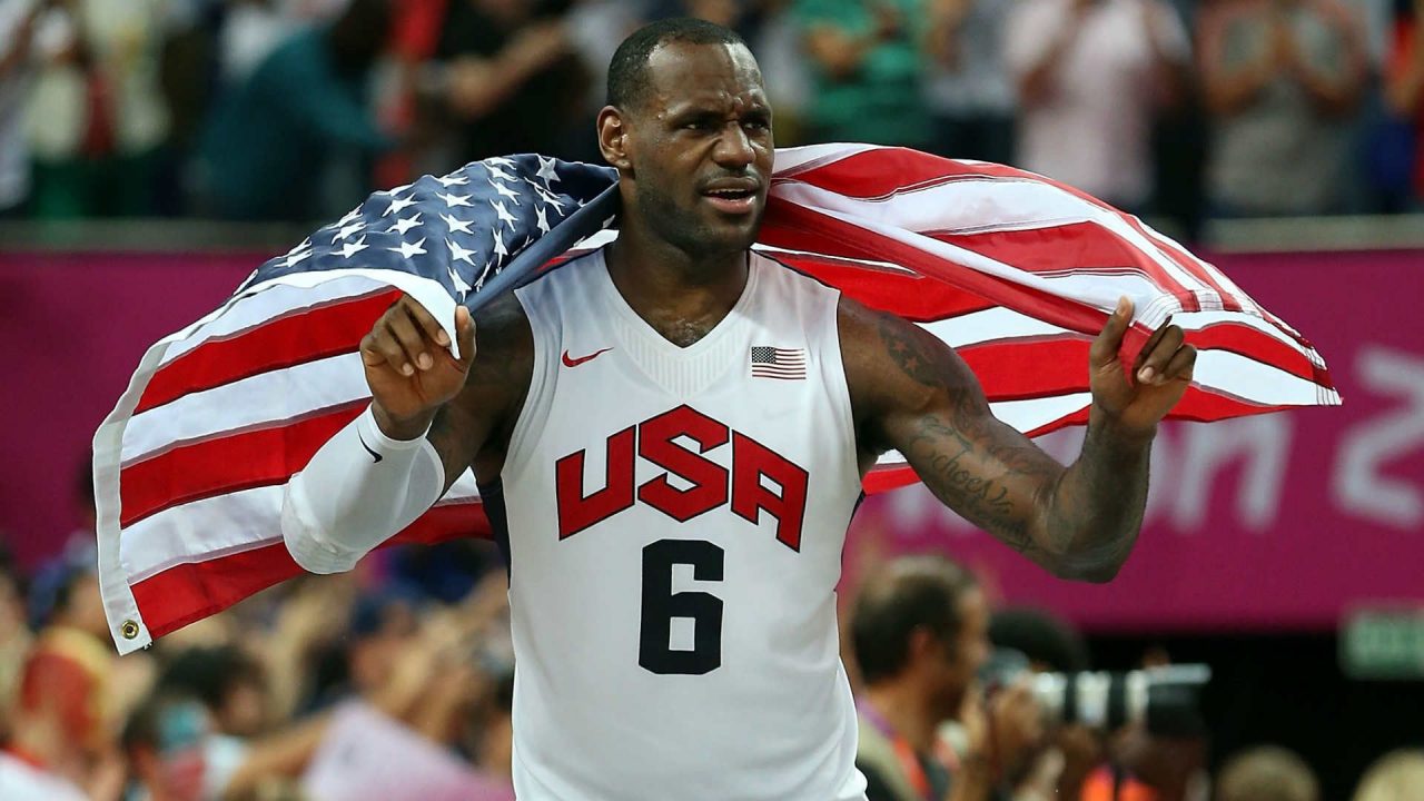 LeBron James Happy Moment With American Flag - 1080p Full HD Wallpaper